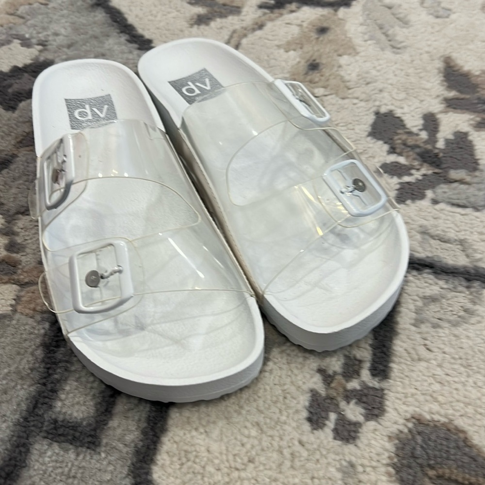 Dolce Vita Clear Slip On Sandals- 8